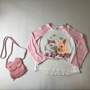Garanimals T-Shirt & Pink Kitten Fringe Purse